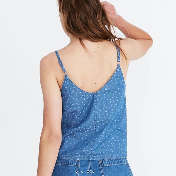 Denim Button-Down Cami in Star Jacquard - Picture 2 of 4